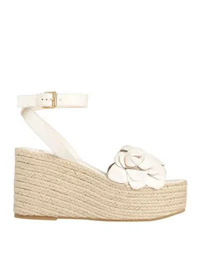 Valentino Garavani Atelier Shoes Woman Espadrilles Ivory Size 10 Soft Leather In Neutral