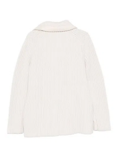 Add Double-breasted Cardigan In White