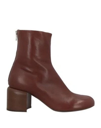 Officine Creative Italia Woman Ankle Boots Brown Size 11 Leather In Brown