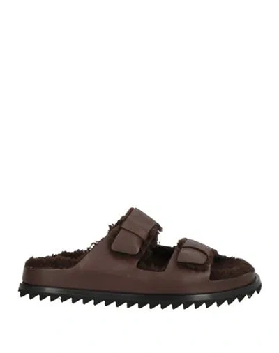 Officine Creative Italia Woman Sandals Dark Brown Size 8 Leather In Multi
