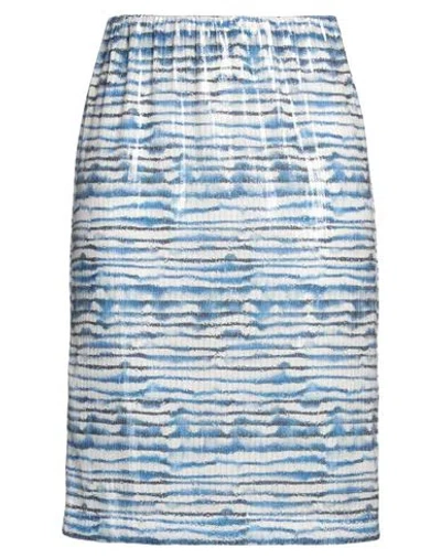 19.70 Nineteen Seventy Woman Midi Skirt White Size 8 Polyester, Polyamide In Blue