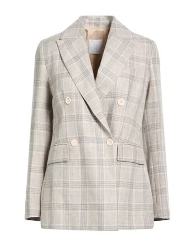 Eleventy Platinum Woman Blazer Grey Size 2 Linen, Wool In Neutral