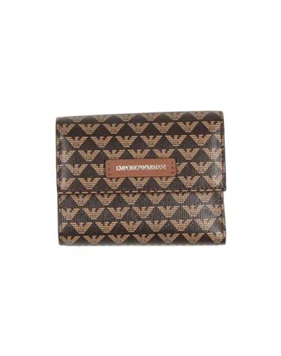 Emporio Armani Woman Wallet Dark Brown Size - Textile Fibers In Brown