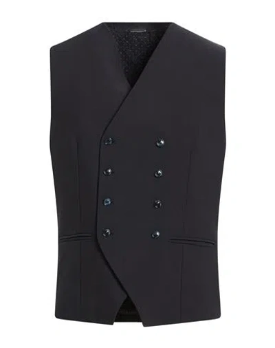 Grey Daniele Alessandrini Man Tailored Vest Midnight Blue Size 44 Polyester, Viscose, Elastane In Black