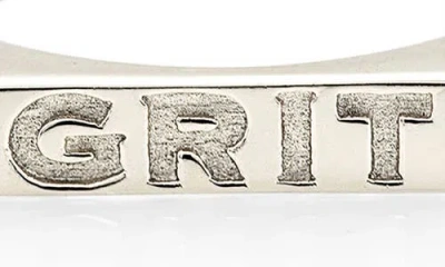 Kris Nations Grit Engraved Ring In Silver