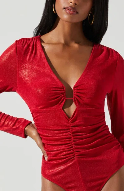 Astr The Label Josie Keyhole Bodysuit In Red