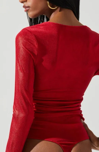 Astr The Label Josie Keyhole Bodysuit In Red