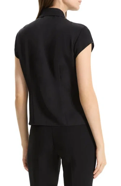 Theory Cap Sleeve Shirt In Silk Georgette In Black