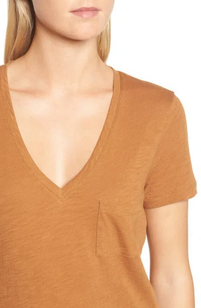 Madewell Whisper Cotton V-neck Pocket Tee In Brown