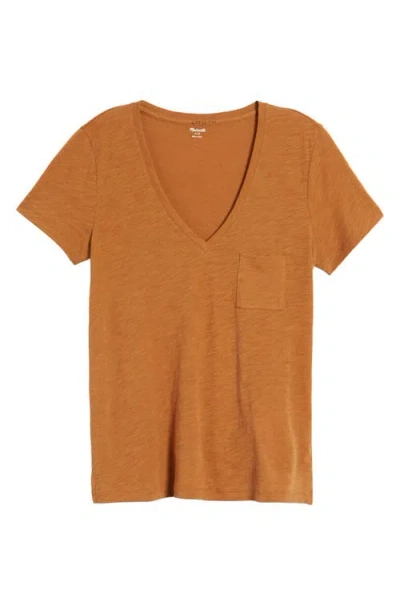 Madewell Whisper Cotton V-neck Pocket Tee In Brown