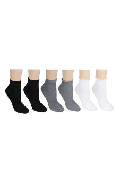 Laundry By Shelli Segal 6-pack Lettuce Edge Quarter Length Socks In White