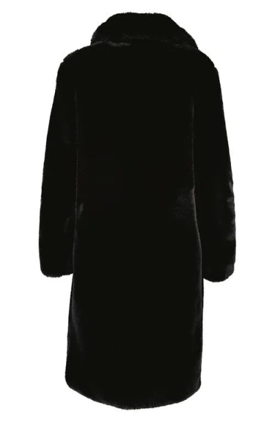 Noize Savannah Faux Fur Longline Coat In Black