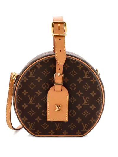 Pre-owned Louis Vuitton Petite Boite Chapeau Bag Monogram Canvas Crossbody Bag In Brown