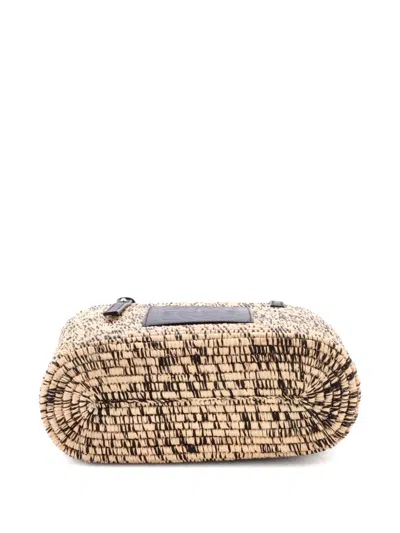 Pre-owned Loewe Square Basket Woven Raffia Small Tote Bag In Black