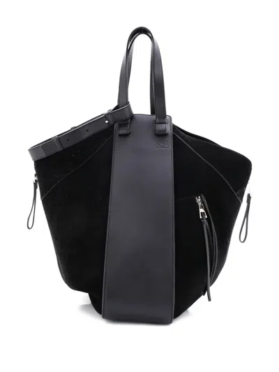 Pre-owned Loewe Hammock Bag Leather And Suede Large Shoulder Bag In Black