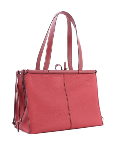Pre-owned Loewe Cushion Leather Small Tote Bag In Red