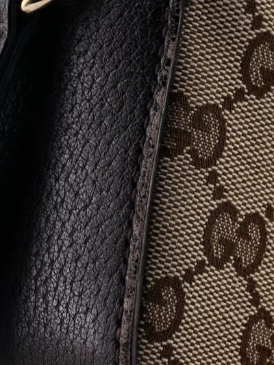 Pre-owned Gucci Bee Web Camera Bag Gg Canvas Crossbody Bag In Brown