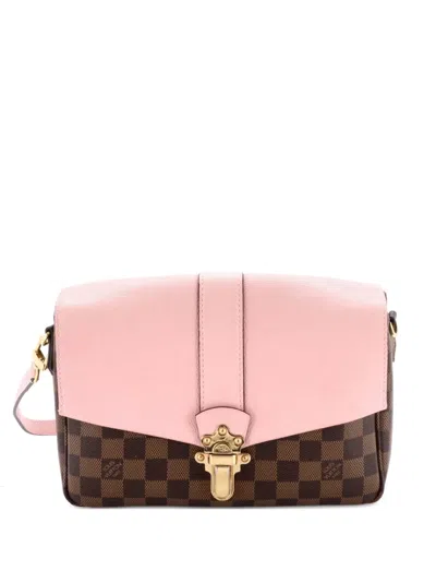 Pre-owned Louis Vuitton Clapton Handbag Damier And Leather Pm Crossbody Bag In Brown