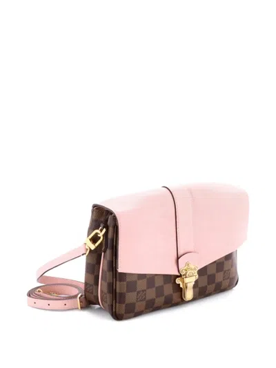Pre-owned Louis Vuitton Clapton Handbag Damier And Leather Pm Crossbody Bag In Brown