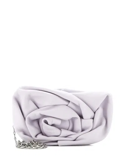 Pre-owned Burberry Rose Chain Leather Clutch Bag In Purple