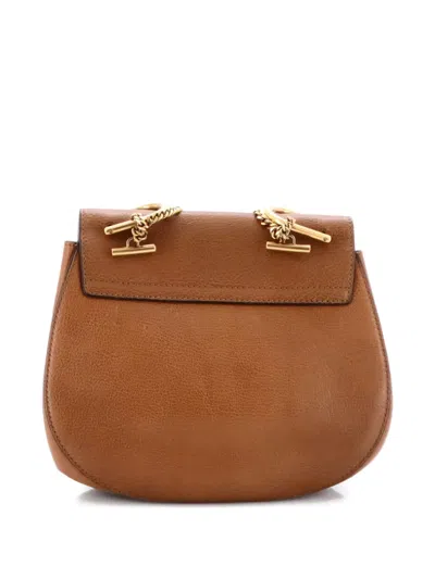 Pre-owned Chloé Drew Patchwork Studded Leather With Suede Small Crossbody Bag In Brown