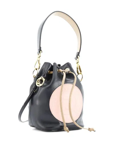 Pre-owned Fendi Mon Tresor Leather Mini Bucket Bag In Black