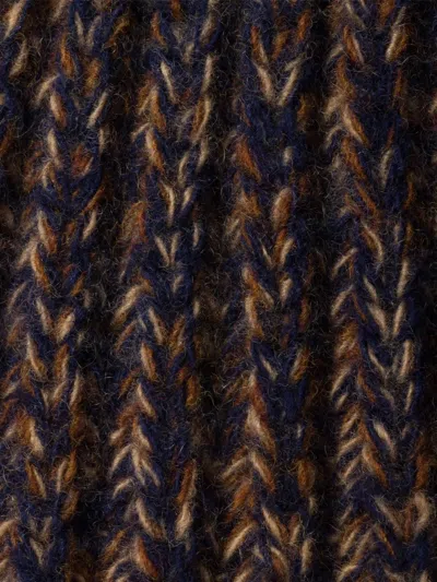 Prada Mens Blue Logo-plaque Wool And Cashmere-blend Beanie Hat In Brown