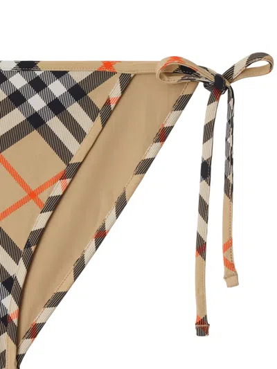Burberry Check Triangle Bikini Brief Tie Side Straps In Neutral