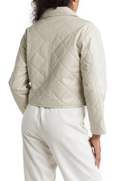 Noize Cropped Quilted Faux Leather Jacket In White