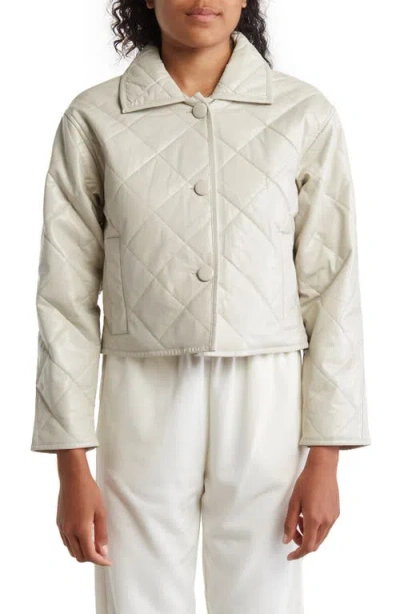 Noize Cropped Quilted Faux Leather Jacket In White