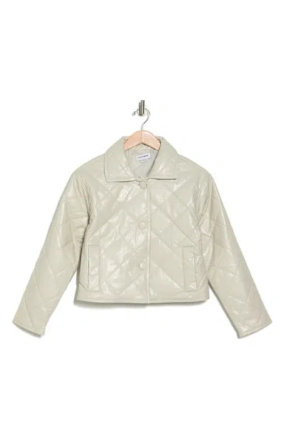 Noize Cropped Quilted Faux Leather Jacket In White