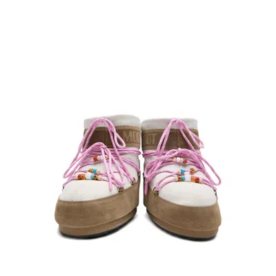 Moon Boot X Guest In Residence Suede Boots With Beads In Multi