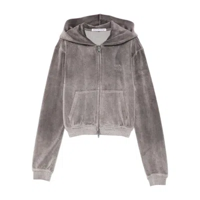 Alexander Wang Embellished Hooded Sweater In Gray