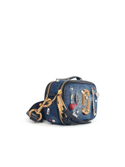 Marc Jacobs 'the Trinket Charm Snapshot' Blue Denim Bag In Orange