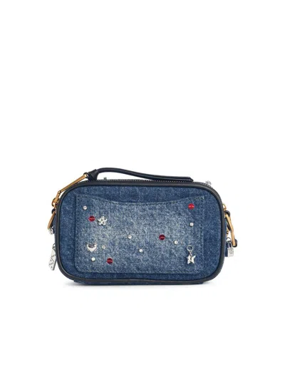 Marc Jacobs 'the Trinket Charm Snapshot' Blue Denim Bag In Orange