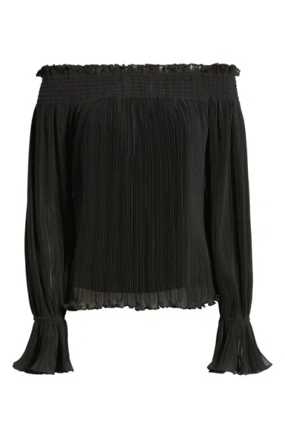 Kobi Halperin Elizabeth Plissé Off The Shoulder Top In Black