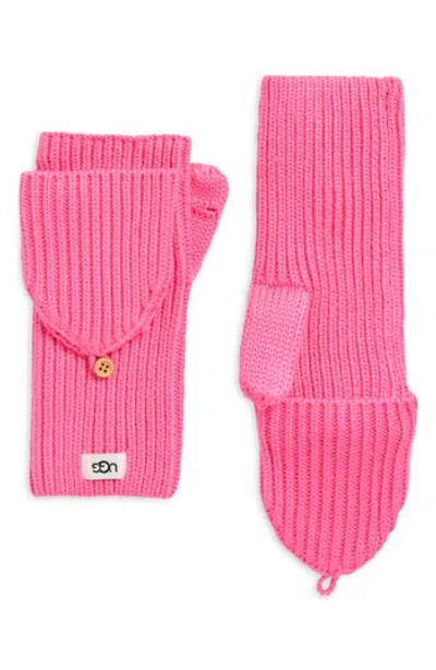Ugg ®  Cozy Ribbed Knit Flip Mittens In Pink