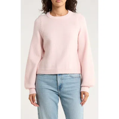 French Connection Braided Shoulder Crewneck Sweater In Pink