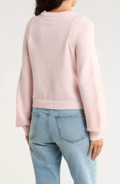 French Connection Braided Shoulder Crewneck Sweater In Pink