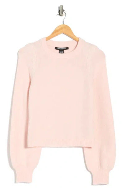 French Connection Braided Shoulder Crewneck Sweater In Pink