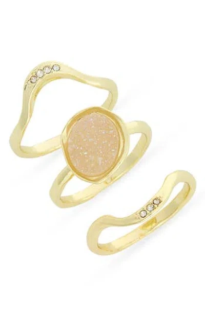 Covet Set Of 3 Drusy Stacking Rings In White