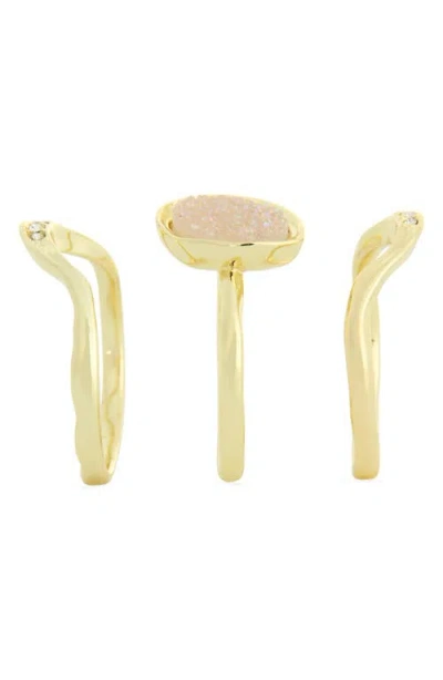 Covet Set Of 3 Drusy Stacking Rings In White