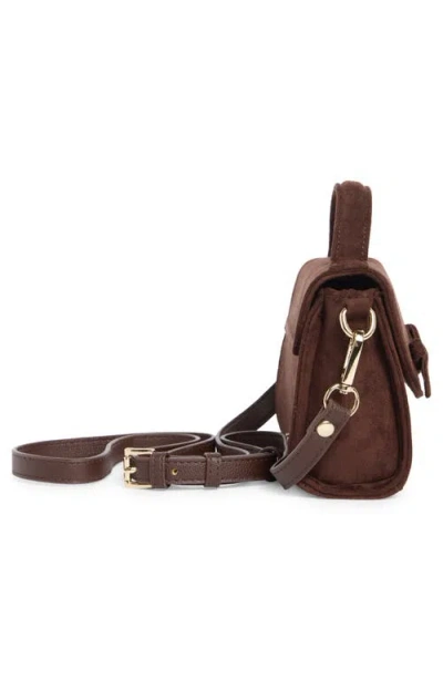Madden Girl Faux Suede Top Handle Crossbody Bag In Brown
