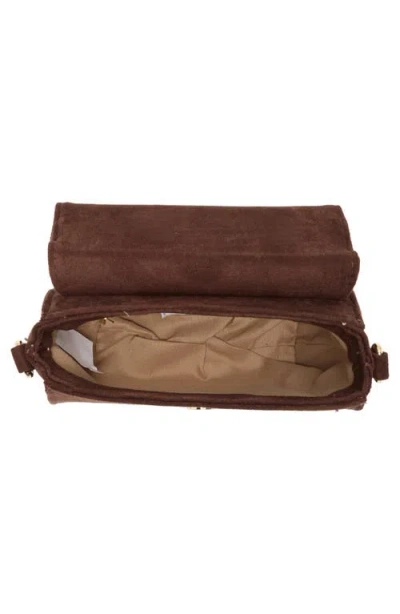 Madden Girl Faux Suede Top Handle Crossbody Bag In Brown
