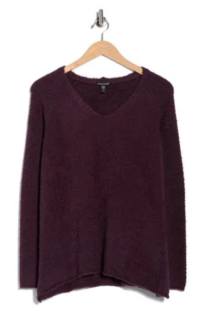 Eileen Fisher V-neck Organic Cotton Sweater In Purple