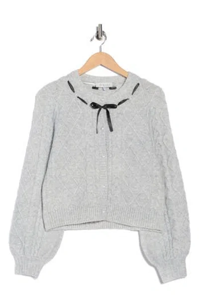 Wayf Ribbon Trim Cardigan In Gray