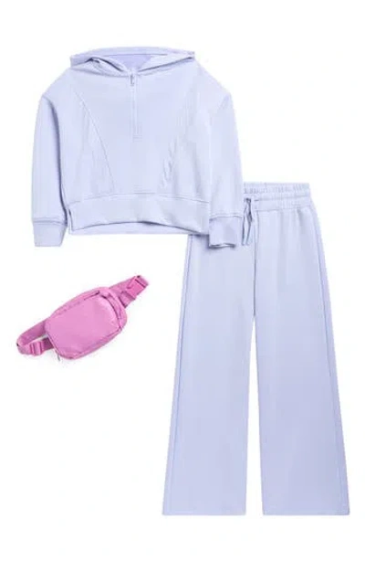 Yogalicious Kids' Softlite Zip Hoodie, Pants & Belt Bag Set In Blue