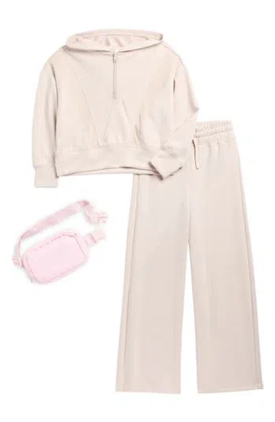 Yogalicious Kids' Softlite Zip Hoodie, Pants & Belt Bag Set In Pink
