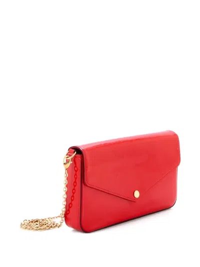 Pre-owned Louis Vuitton Felicie Pochette Monogram Vernis Crossbody Bag In Red