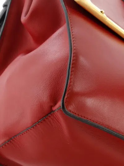 Pre-owned Prada Cahier Convertible City Calf And Saffiano Medium Shoulder Bag In Red